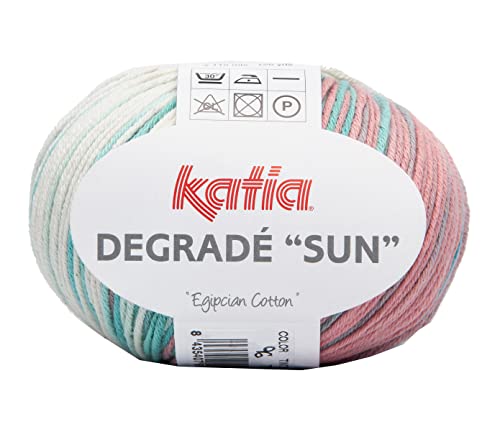 Katia Degrade Sun | Häkelwolle buntes Baumwollgarn zum Stricken und Häkeln | Häkelgarn Sommerwolle aus reiner Baumwolle mit Degradé Farbverlauf | 50g 115m (96) von Katia