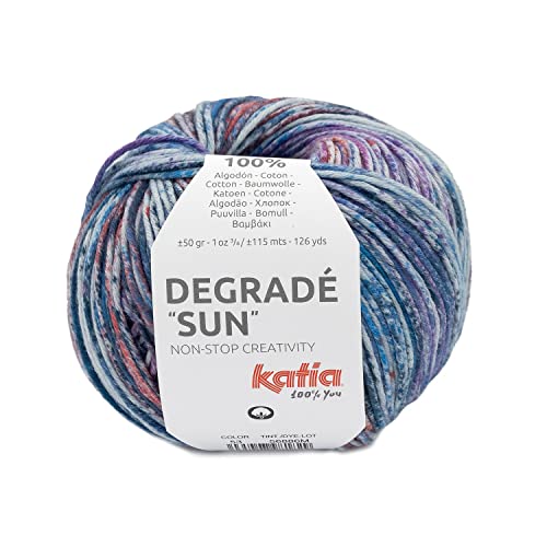 Katia Degradé Sun | Häkelwolle buntes Baumwollgarn zum Stricken und Häkeln | Häkelgarn Sommerwolle aus reiner Baumwolle mit Farbverlauf | 50g 115m (53) von Katia