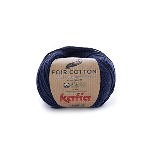 Katia Fair Cotton Fb. 05 - Marine, Baumwollgarn, organische Baumwolle, Biobaumwolle zum Stricken und Häkeln von Katia