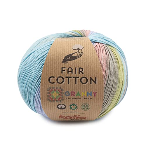 Katia Fair Cotton Granny 150g | Farbverlauf zum Granny Squares häkeln | GOTS Baumwollgarn | Bio Baumwolle zum Stricken (305) von Katia