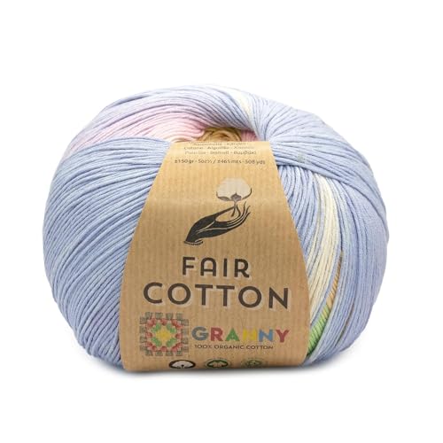 Katia Fair Cotton Granny 150g | Farbverlauf zum Granny Squares häkeln | GOTS Baumwollgarn | Bio Baumwolle zum Stricken (306) von Katia