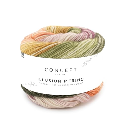 Katia Illusion Merino, Wolle Farbverlaufsgarn, 70% GOTS zertifizierte Bio Baumwolle + 30% Schurwolle, 200g (300) von Katia