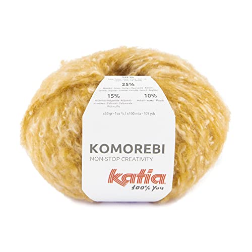 Katia Komorebi Kuschelwolle Flauschwolle Flauschgarn Merinowolle mit Merino fine und Baumwolle (77 - Senfgelb) von Katia