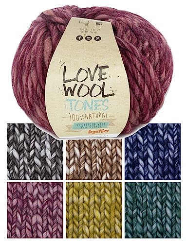 Katia Love Wool Tones | dicke Wolle Dochtgarn Schurwolle und Alpaka zum Stricken und Häkeln | 100g 50m (200) von Katia