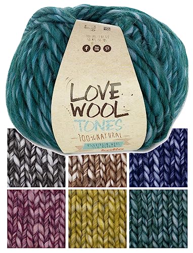 Katia Love Wool Tones | dicke Wolle türkis, Dochtgarn Schurwolle und Alpaka zum Stricken und Häkeln | 100g 50m (203) von Katia