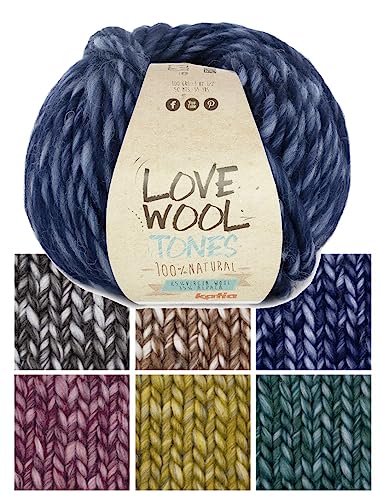 Katia Love Wool Tones | dicke Wolle blau, Dochtgarn Schurwolle und Alpaka zum Stricken und Häkeln | 100g 50m (204) von Katia