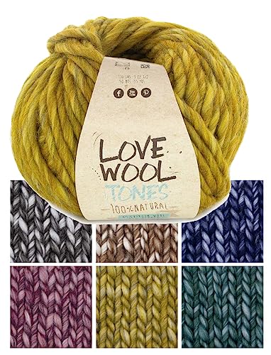 Katia Love Wool Tones | dicke Wolle ocker senf gelb, Dochtgarn Schurwolle und Alpaka zum Stricken und Häkeln | 100g 50m (202) von Katia