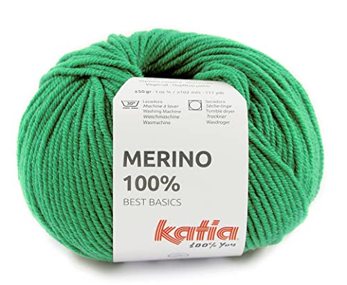Katia Merino 100% Merinowolle zum Stricken oder Häkeln aus Merino extrafine, trocknergeeignet, mulesingfrei (73 - grün) von Katia