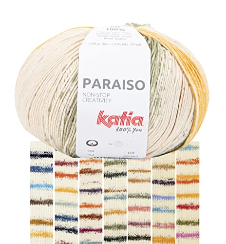 Katia Paraiso | Buntes Baumwollgarn zum Stricken und Häkeln | Häkelwolle aus reiner Baumwolle mit Farbverlauf | 100g 360m (52) von Katia