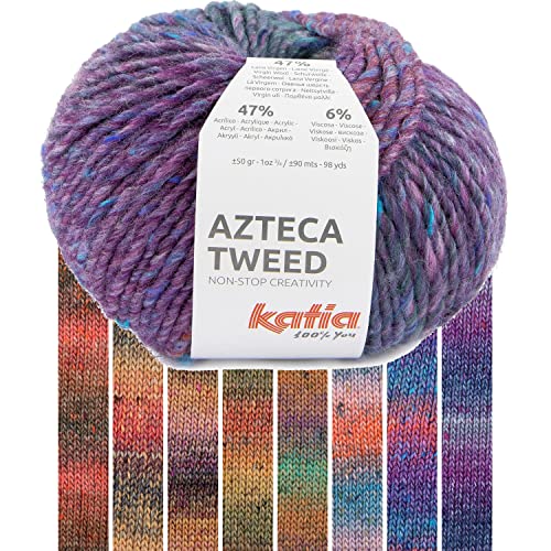 Katia Wolle zum Stricken und Häkeln | Azteca Tweed bunte Tweedwolle 50g | Strickgarn mit Farbverlauf (304) von Katia