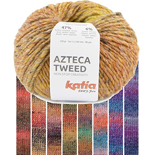 Katia Wolle zum Stricken und Häkeln | Azteca Tweed bunte Tweedwolle 50g | Strickgarn mit Farbverlauf (305) von Katia