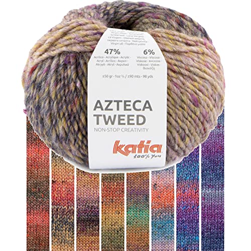 Katia Wolle zum Stricken und Häkeln | Azteca Tweed bunte Tweedwolle 50g | Strickgarn mit Farbverlauf (307) von Katia