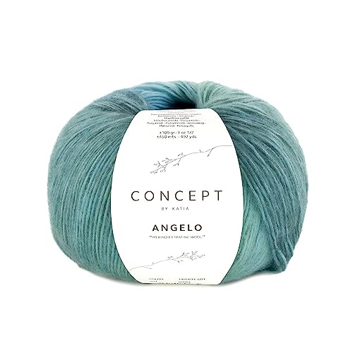 Katia Wolle Concept Angelo, Strickgarn Häkelwolle mit Farbverlauf, 100g, 67% Wolle 33% Polyamid (203 türkis grün) von Katia