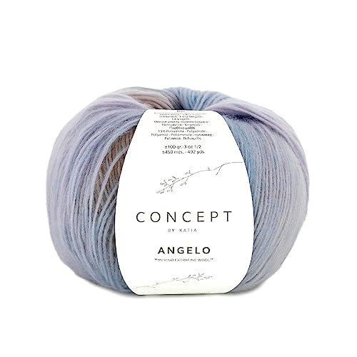 Katia Wolle Concept Angelo, Strickgarn Häkelwolle mit Farbverlauf, 100g, 67% Wolle 33% Polyamid (204 pastell beige rose) von Katia