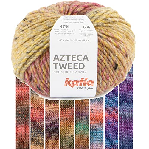 Katia Wolle zum Stricken und Häkeln | Azteca Tweed bunte Tweedwolle 50g | Strickgarn mit Farbverlauf (301) von Katia