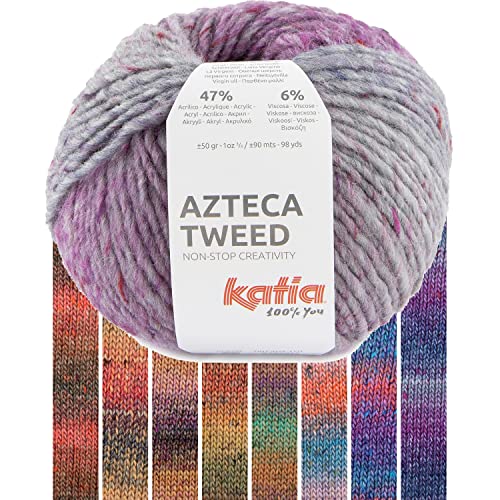 Katia Wolle zum Stricken und Häkeln | Azteca Tweed bunte Tweedwolle 50g | Strickgarn mit Farbverlauf (306) von Katia