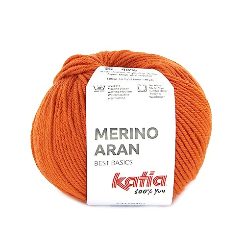 Merino Aran Katia Wolle 100 Gramm 155 Meter (Intensives Orange (101)) von Katıa