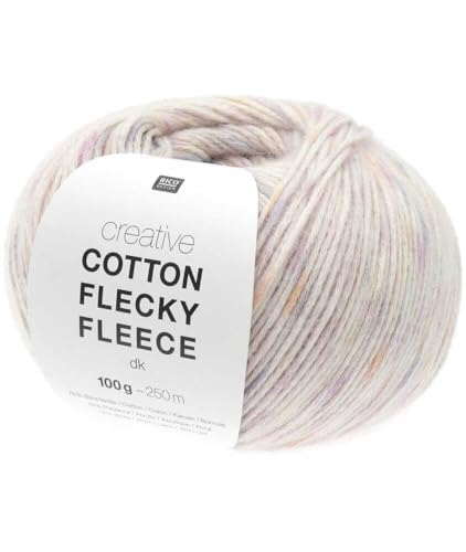 Rico Design 100g Creative Cotton Flecky Fleece dk - Farbe: 11 - flieder - einfarbiger Flausch in den bedruckte Baumwollfäden hineingearbeitet sind von Katia