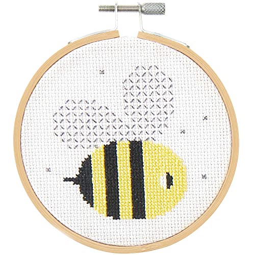 Rico Design Stickpackung gezählter Kreuzstich "Biene" - Bild im Stickrahmen von Katia