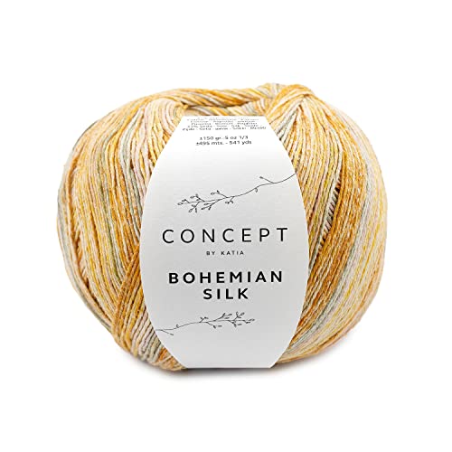 Strickgarn Baumwolle Seide | Katia Bohemian Silk 150g | Sommerwolle dezent gemustert | reine Naturfasern Baumwollgarn mit Bouretteseide (200) von Katia