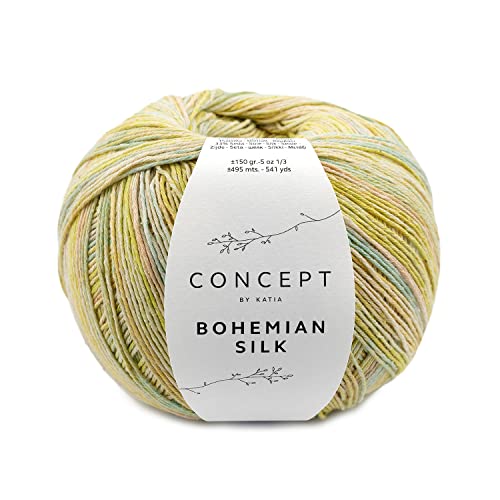 Strickgarn Baumwolle Seide | Katia Bohemian Silk 150g | Sommerwolle dezent gemustert | reine Naturfasern Baumwollgarn mit Bouretteseide (205) von Katia