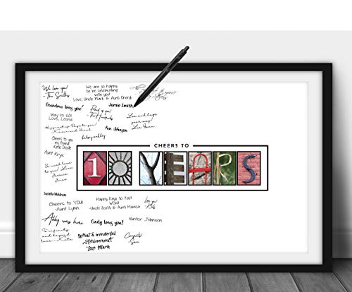 Katie Doodle Dekoration zum 10. Geburtstag, kreative Gästebuch-Alternative – Jubiläumsdekoration, Partyzubehör, Karte für Mädchen und Jungen – 10 Jahre Wandkunst-Poster, 28x43 cm [ungerahmt] von Katie Doodle