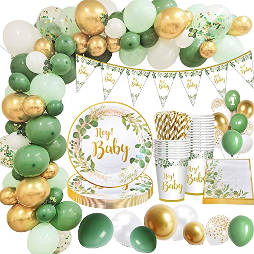 142 Stück Baby Partygeschirr Set, Babyparty Deko, Neutral Partygeschirr Set, Pappteller Kindergeburtstag mit Luftballons das Banner Tassen Strohhalme Servietten, für Babyparty, Brautparty (16 Gäste) 142 Stück Baby Partygeschirr Set, Babyparty Deko, Neutral Partygeschirr Set, Pappteller Kindergeburtstag mit Luftballons das Banner Tassen Strohhalme Servietten, für Babyparty, Brautparty (16 Gäste) von Katleay