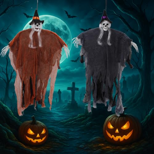 Katomi 2 Stück Halloween Deko Outdoor, Horror Skelett Helloween Deko Tür, Halloween Türdeko Innen, Halloweendeko Haustür Hexe Gespenster Totenkopf Ghosts Hängedeko Draußen Garten Katomi 2 Stück Halloween Deko Outdoor, Horror Skelett Helloween Deko Tür, Halloween Türdeko Innen, Halloweendeko Haustür Hexe Gespenster Totenkopf Ghosts Hängedeko Draußen Garten von Katomi