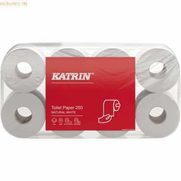 Katrin Toilettenpapier 250 169505 250 Blatt 2-lagig weiß 8 Rollen von Katrin