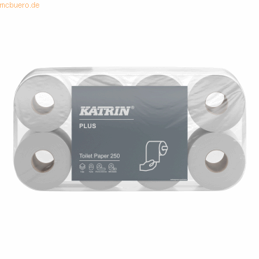Katrin Toilettenpapier Plus 11711 3-lagig 250 Blatt 8 Rollen von Katrin