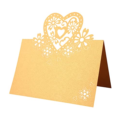 50 Stück Hochzeit Tischkarten mit Love Herz Schnitt Design Namenskarten zum Beschriften Tischdekoration Platzkarten für Hochzeit Geburtstag Konfirmation Kommunion von Katutude