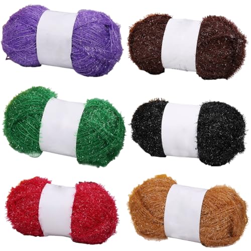 Katutude Glitzerndes Schrubbgarn für Geschirrtücher, metallisches Schrubby-Polyester-Garn, Häkelgarn, Strickgarn, schnell trocknend, Weben, Geschirrtücher, Garn, verschiedene Farben, 50 g/Knäuel, 6 Katutude Glitzerndes Schrubbgarn für Geschirrtücher, metallisches Schrubby-Polyester-Garn, Häkelgarn, Strickgarn, schnell trocknend, Weben, Geschirrtücher, Garn, verschiedene Farben, 50 g/Knäuel, 6 von Katutude