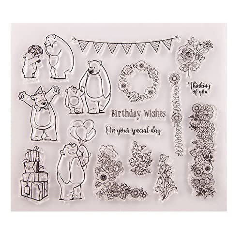 Katutude Transparente Eisbären und Blumen Silikonstempel, Klar Silikonstempel, Tiere Clear Stamps für Kartenherstellung und DIY Scrapbooking Dekor Katutude Transparente Eisbären und Blumen Silikonstempel, Klar Silikonstempel, Tiere Clear Stamps für Kartenherstellung und DIY Scrapbooking Dekor von Katutude