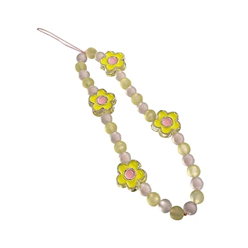 Perlen Telefon Lanyard Blumen Handykette Perlen Telefon Charms Armband Anti-verlorene Kette Handschlaufe Handy Schmuck Geschenk für Frauen, Gelb Perlen Telefon Lanyard Blumen Handykette Perlen Telefon Charms Armband Anti-verlorene Kette Handschlaufe Handy Schmuck Geschenk für Frauen, Gelb von Katutude