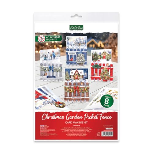 Katy Sue Bastelset für den Weihnachtsgarten, 8 geformte Karten, gestanzte Verzierungen, Hintergrundszenen, klebrige Schaumstoff-Pads, Anleitung (evtl. nicht in deutscher Sprache) und 8 Umschläge für von Katy Sue