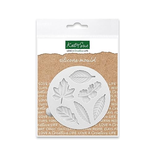 Katy Sue Miniatur Blattauswahl Silikonform für Kuchendekoration & Basteln – für 6 Blatt-Designs – Formgröße 80 x 75 x 10 mm von Katy Sue