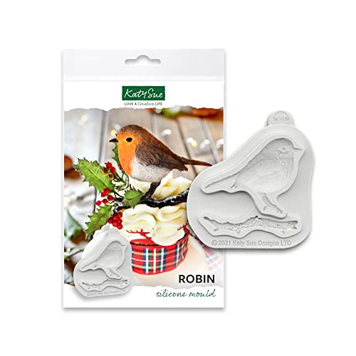 Katy Sue Rotkehlchen-Silikonform für Weihnachts-Kuchendekorationen und Bastelarbeiten – macht ein Rotkehlchen Höhe 60 mm, Breite 60 mm, Tiefe 11 mm & Zweiglänge 76 mm Katy Sue Rotkehlchen-Silikonform für Weihnachts-Kuchendekorationen und Bastelarbeiten – macht ein Rotkehlchen Höhe 60 mm, Breite 60 mm, Tiefe 11 mm & Zweiglänge 76 mm von Katy Sue