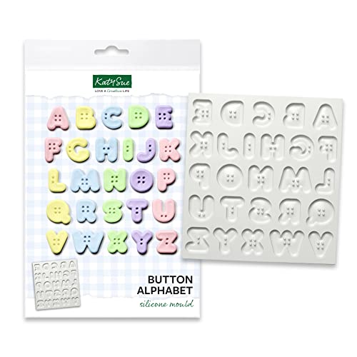 Katy Sue Silikonform "Button Font" für Kuchendekoration & Basteln (Großbuchstaben A-Z mit Knopf-Styling) von Katy Sue