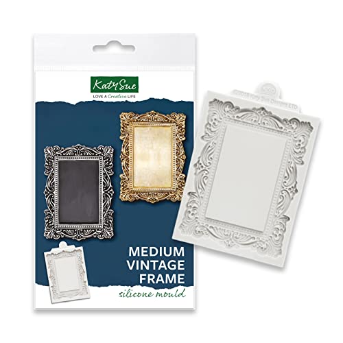 Katy Sue Mittelgroße Silikonform für Kuchendekoration und Basteln, Vintage-Bilderrahmen, Außenrahmengröße 78 mm x 106 mm, Innenöffnungsgröße 65 mm x 41 mm Katy Sue Mittelgroße Silikonform für Kuchendekoration und Basteln, Vintage-Bilderrahmen, Außenrahmengröße 78 mm x 106 mm, Innenöffnungsgröße 65 mm x 41 mm von Katy Sue
