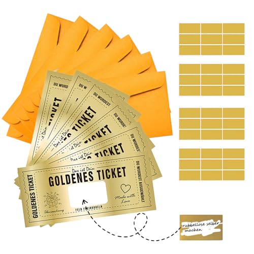Katyjun 6 Set Goldenes Ticket Gutschein Rubbel, Personalisierbarer Rubbellos Katyjun 6 Set Goldenes Ticket Gutschein Rubbel, Personalisierbarer Rubbellos von Katyjun