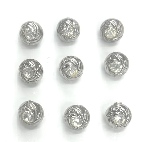 9 kleine Kristall-Strass-Knöpfe, Fassung in Silber, 6 mm, Bluse, Hemden, formeller Abend 9 kleine Kristall-Strass-Knöpfe, Fassung in Silber, 6 mm, Bluse, Hemden, formeller Abend von Katz