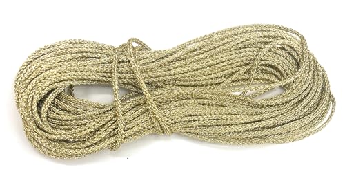 Geflochtene goldfarbene Kordel, metallisch, 2 mm, dekorativ, 9,1 m, gebürstetes Gold Geflochtene goldfarbene Kordel, metallisch, 2 mm, dekorativ, 9,1 m, gebürstetes Gold von Katz