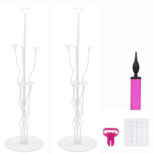 Tabelle Ballonständer Kit (2Table Ballonhalter, 1Ballon Pumpe, 1Ballon Knotter), Ballon Sticks Luftballons Ständer Transparente Ballon Stand Dekoration für Party, Hochzeit, Geburtstag, Weihnachten von Kaucytue