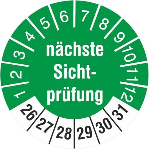 nächste Sichtprüfung Prüfetiketten Prüfplaketten 2026-31 (30mm Durchmesser, 100) von Kaufdeinschild