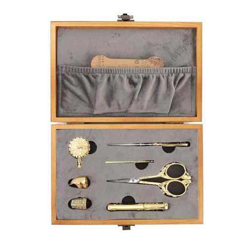 Kaufpart 1 Set 30pcs Vintage Nähkasten Holz Multifunktionales Nähkit mit Scherfadenschneider Dimble von Kaufpart