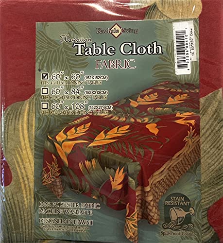 Kauhale Living Tischdecke mit hawaiianischem Druck, Rot mit gelben Helkonien, 152,4 x 152,4 cm Kauhale Living Tischdecke mit hawaiianischem Druck, Rot mit gelben Helkonien, 152,4 x 152,4 cm von Kauhale Living