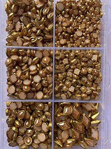 Kavya fashion 6 Shape Kundan Stone kit with Storage Box 50 Pices per Container (total-300) for Jewelry Making, Bangles, Embroidery, Craft and Cloth Works. Free Fabric Glue Cone. von Kavya Fashion