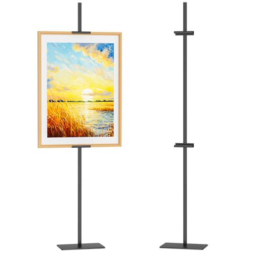 Kawaiita Verstellbarer Staffelei-Ständer für Bilderrahmen, hält Rahmen bis zu 160 cm Höhe, Boden-Metallständer für Schilder, stabile Kunststaffelei für Zuhause, Büro, Galler (schwarz) von Kawaiita