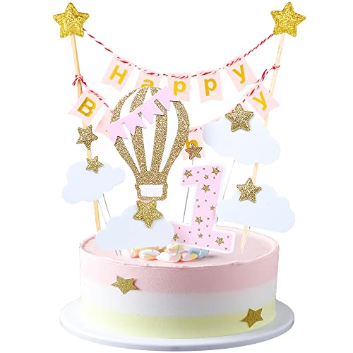 Kawailay 1 Geburtstag Tortendeko Mädchen Happy Birthday Banner Girlande Cake Topper 1st Geburtstag Kuchendeko Heißluftballon Wolken Sterne Kuchen Deckel für Baby Shower Mädchen Geburtstag Rosa Kawailay 1 Geburtstag Tortendeko Mädchen Happy Birthday Banner Girlande Cake Topper 1st Geburtstag Kuchendeko Heißluftballon Wolken Sterne Kuchen Deckel für Baby Shower Mädchen Geburtstag Rosa von Kawailay