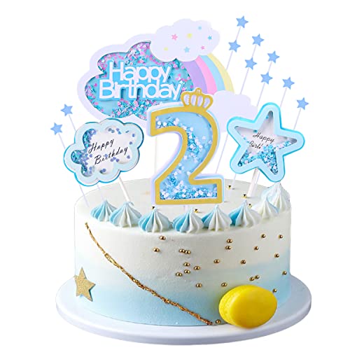 Kawailay 2 Geburtstag Tortendeko Junge 2st Geburtstag Kuchendeko Happy Birthday Regenbogen Cake Topper Wolken Sterne Kuchen Deckel für Baby Shower Junge Geburtstag Blau Kawailay 2 Geburtstag Tortendeko Junge 2st Geburtstag Kuchendeko Happy Birthday Regenbogen Cake Topper Wolken Sterne Kuchen Deckel für Baby Shower Junge Geburtstag Blau von Kawailay